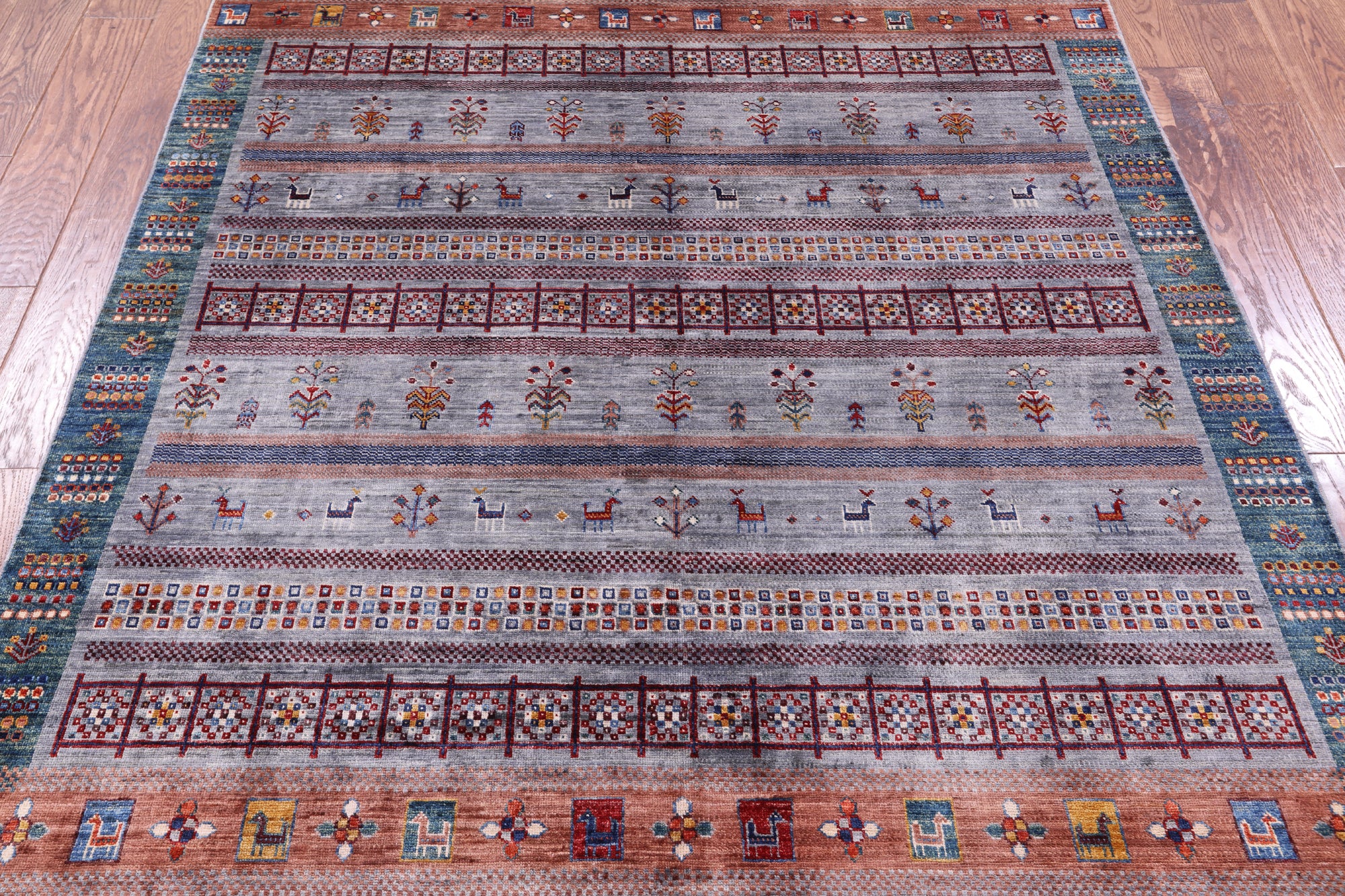 Tribal Persian Gabbeh Hand Knotted Wool Rug - 5' 6" X 8' 0" - Golden Nile