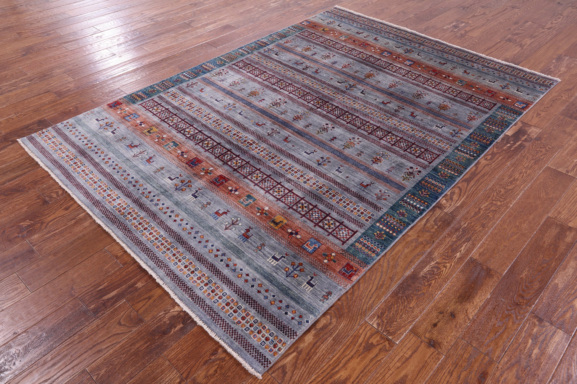 Tribal Persian Gabbeh Hand Knotted Wool Rug - 5' 6" X 8' 0" - Golden Nile