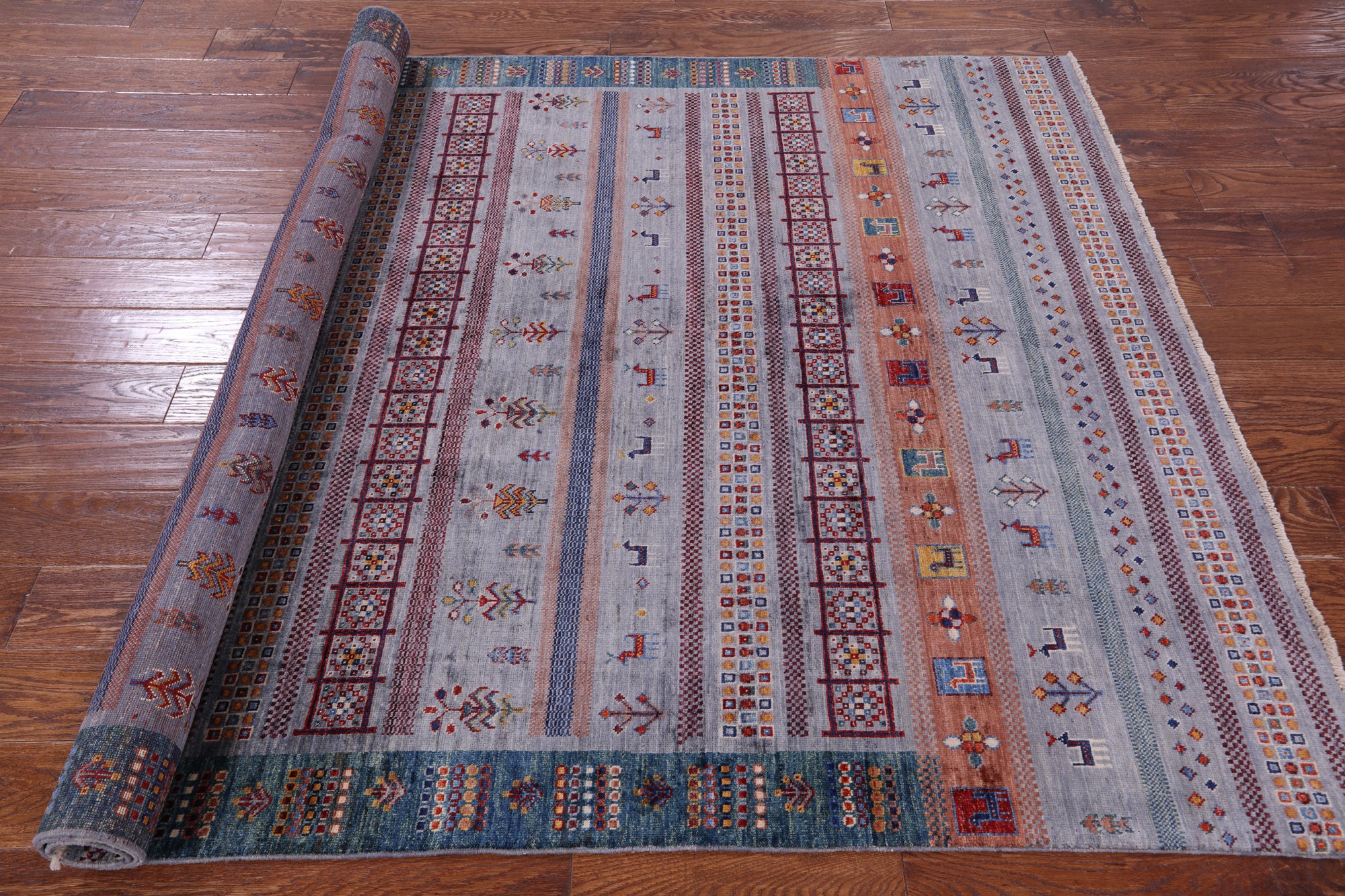 Tribal Persian Gabbeh Hand Knotted Wool Rug - 5' 6" X 8' 0" - Golden Nile
