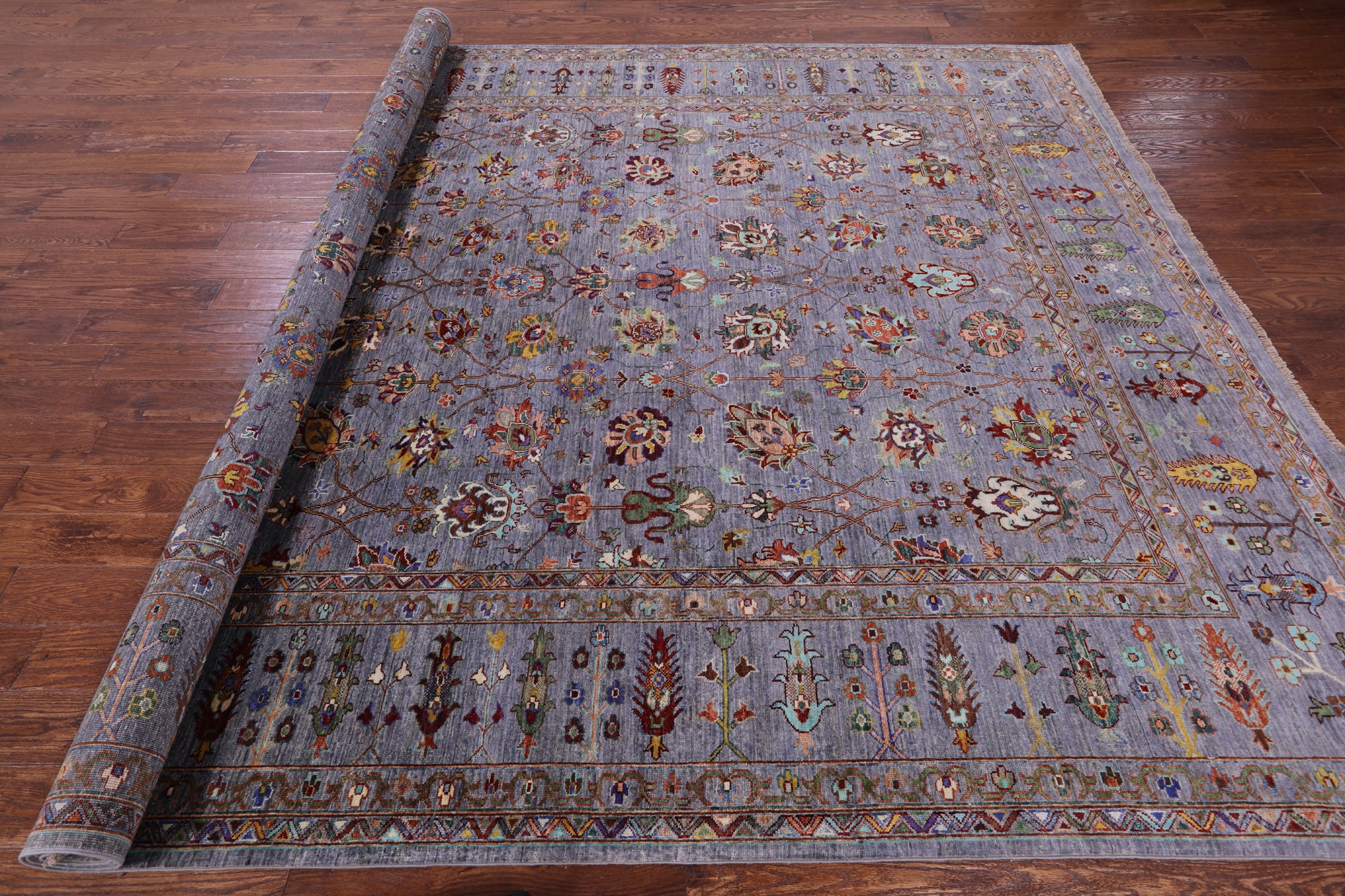 Grey Peshawar Hand Knotted Wool Rug - 9' 2" X 11' 10" - Golden Nile