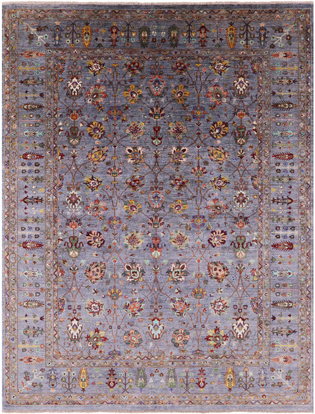Grey Peshawar Hand Knotted Wool Rug - 9' 2" X 11' 10" - Golden Nile