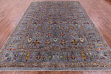 Grey Peshawar Hand Knotted Wool Rug - 9' 2" X 11' 10" - Golden Nile