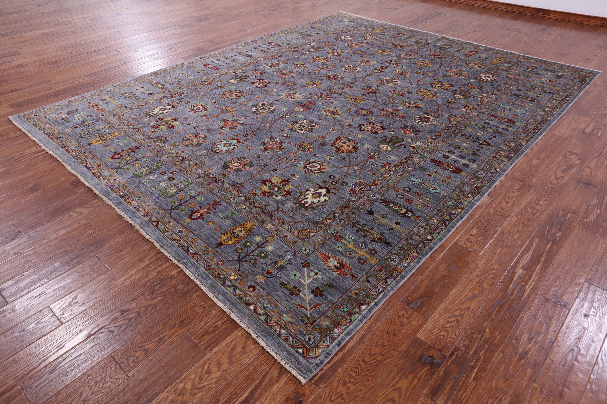 Grey Peshawar Hand Knotted Wool Rug - 9' 2" X 11' 10" - Golden Nile