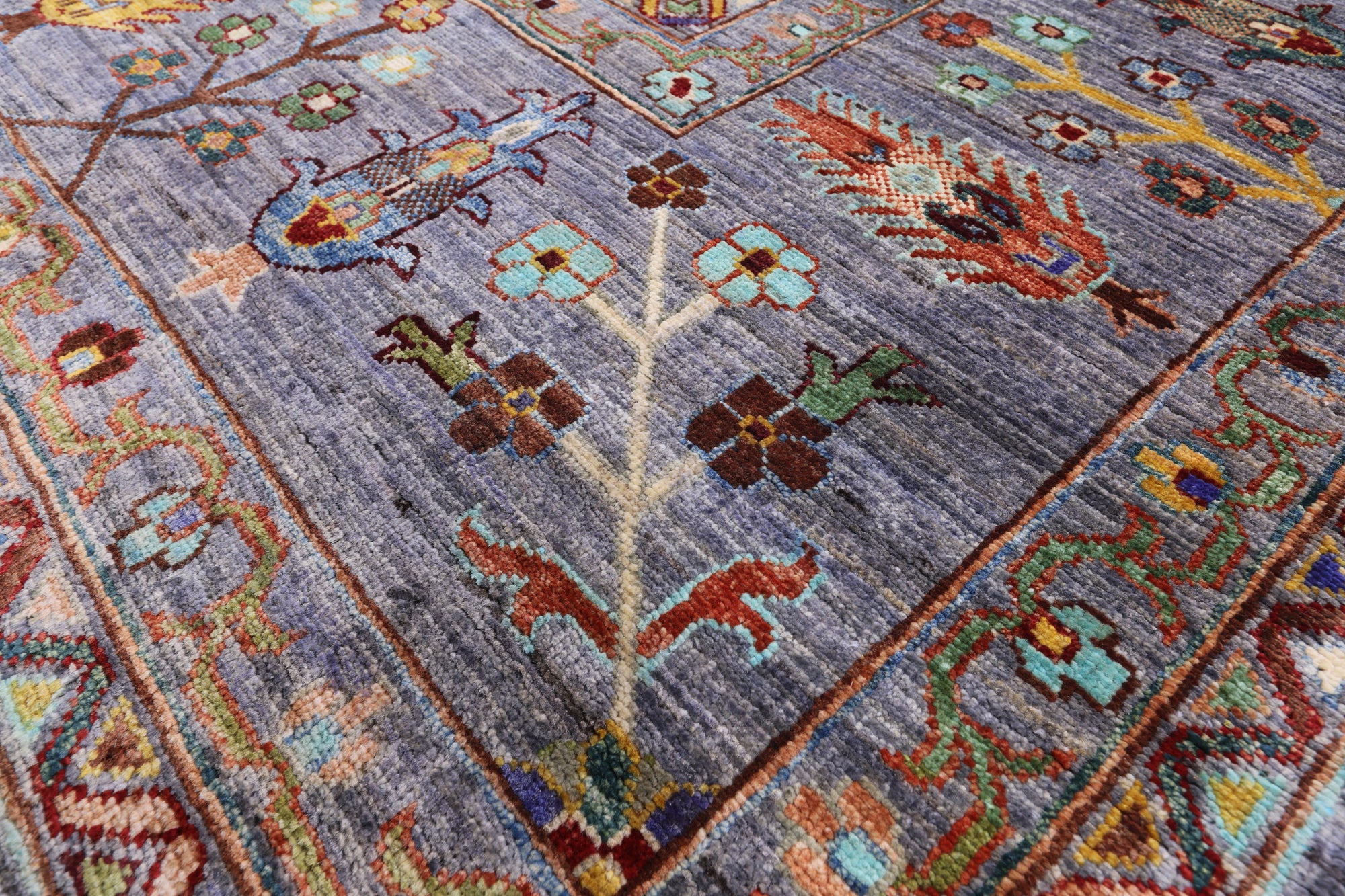 Grey Peshawar Hand Knotted Wool Rug - 9' 2" X 11' 10" - Golden Nile