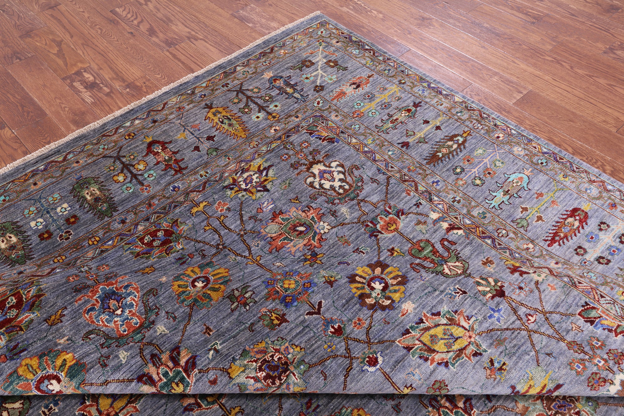 Grey Peshawar Hand Knotted Wool Rug - 9' 2" X 11' 10" - Golden Nile