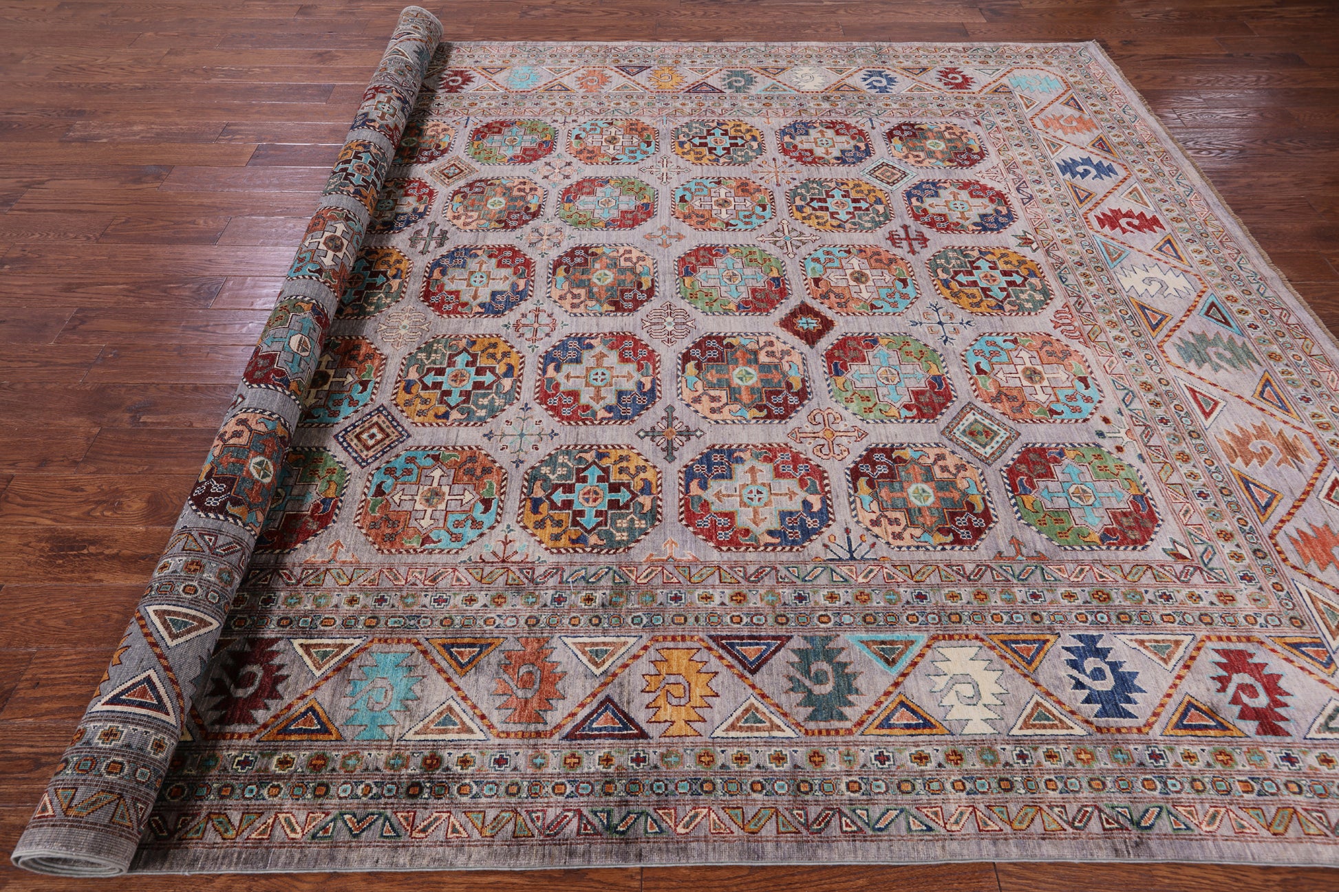 Turkmen Ersari Hand Knotted Wool Rug - 8' 9" X 11' 11" - Golden Nile