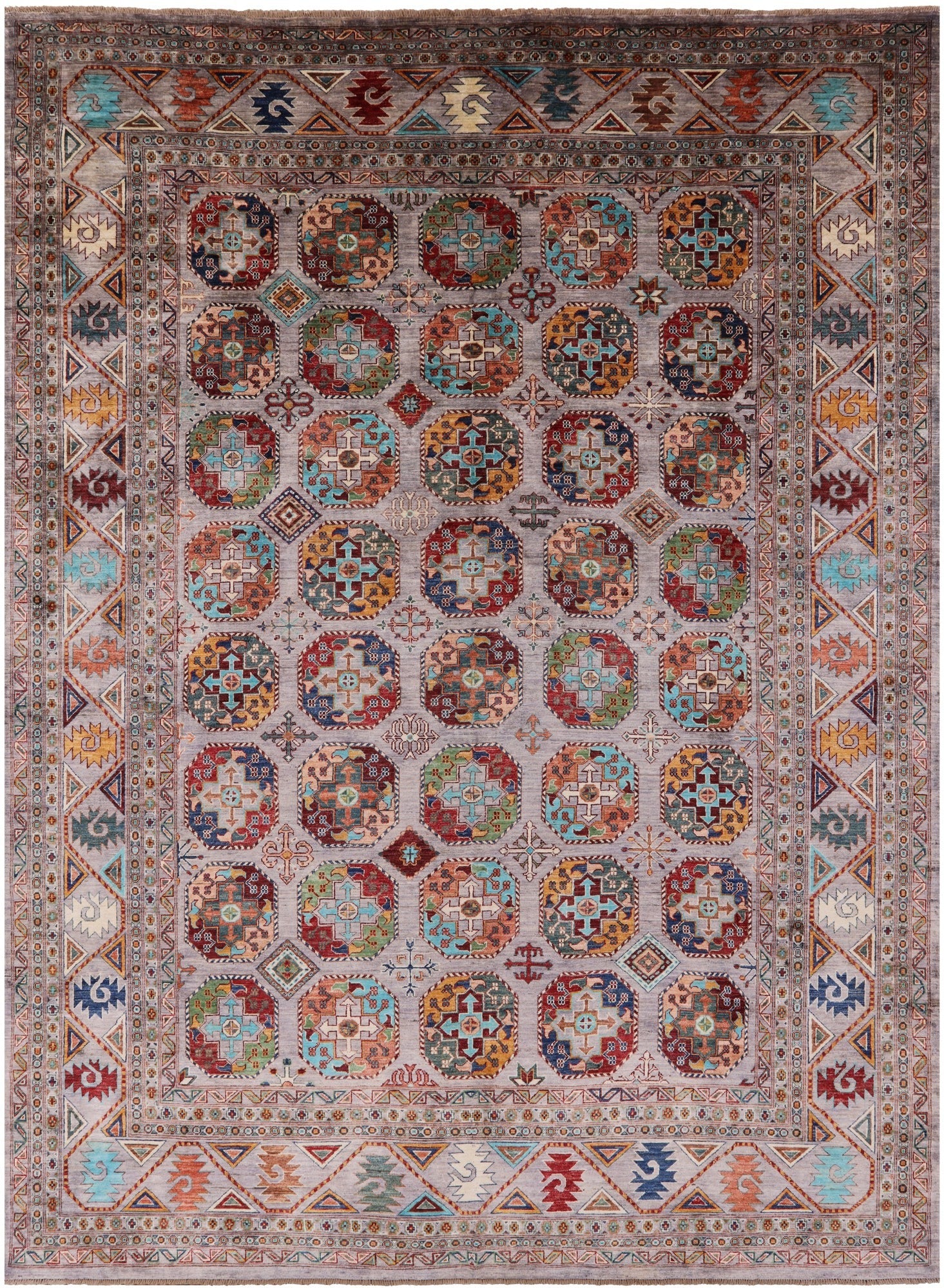 Turkmen Ersari Hand Knotted Wool Rug - 8' 9" X 11' 11" - Golden Nile