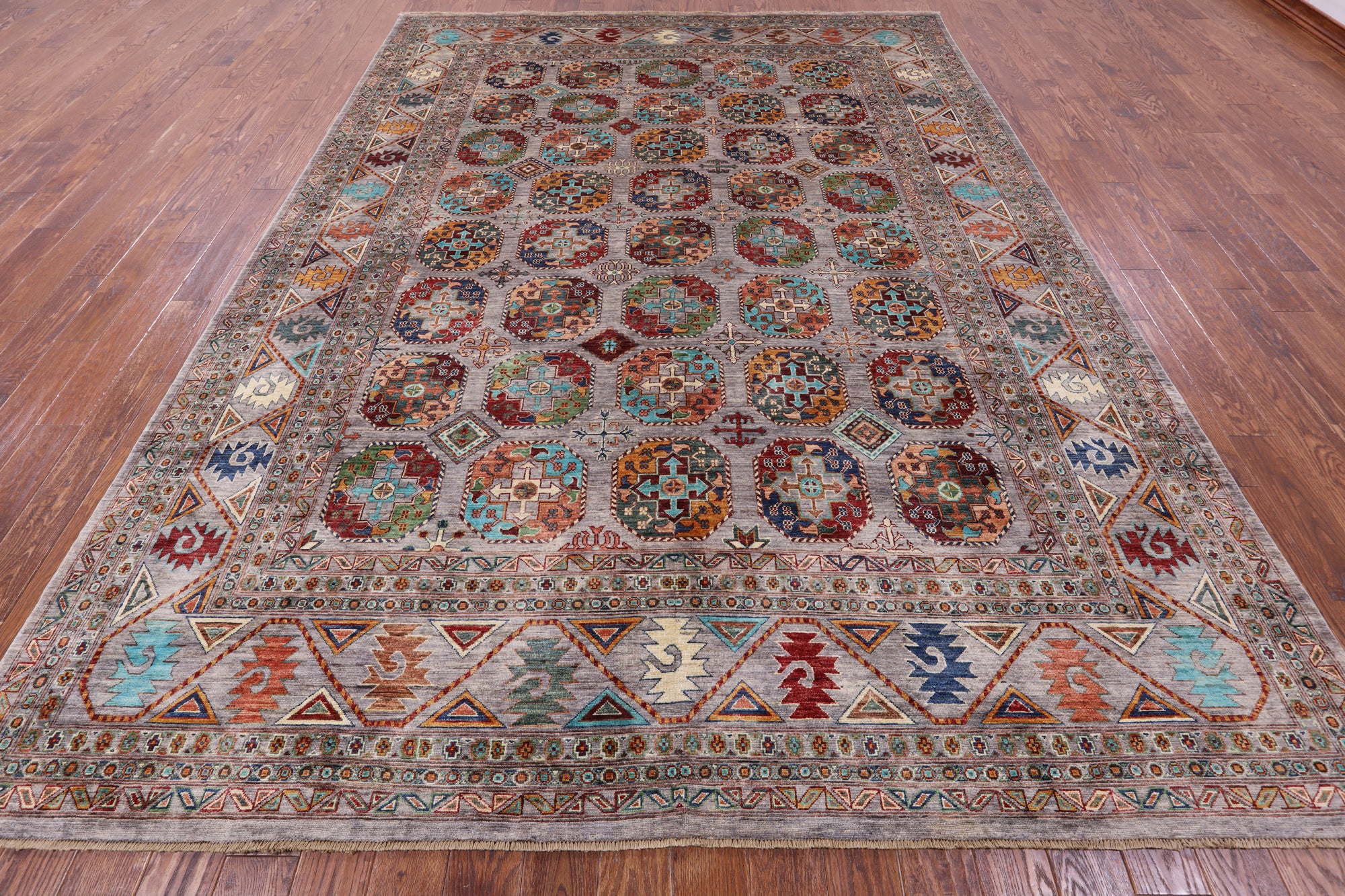 Turkmen Ersari Hand Knotted Wool Rug - 8' 9" X 11' 11" - Golden Nile