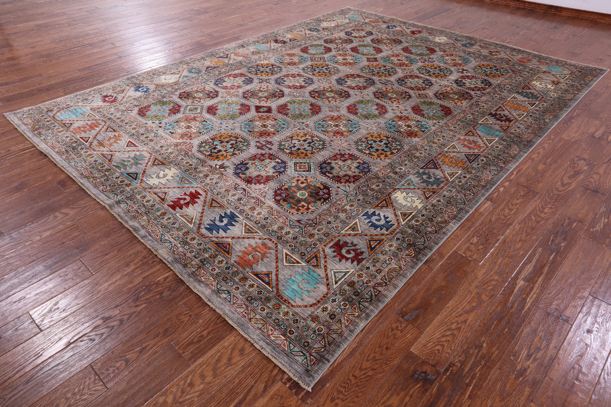 Turkmen Ersari Hand Knotted Wool Rug - 8' 9" X 11' 11" - Golden Nile