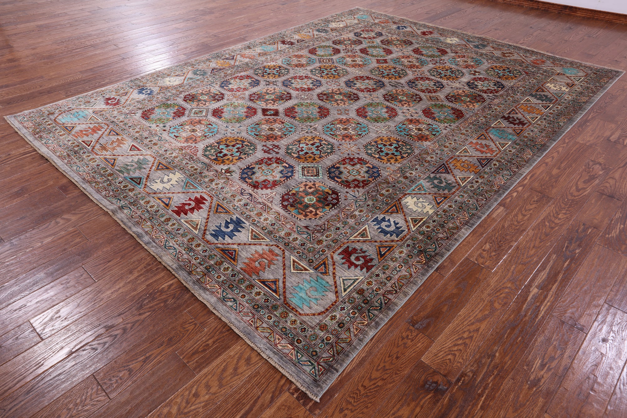 Turkmen Ersari Hand Knotted Wool Rug - 8' 9" X 11' 11" - Golden Nile