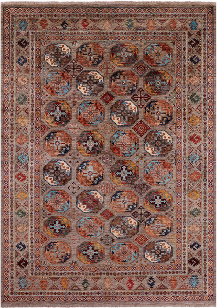 Turkmen Ersari Hand Knotted Wool Rug - 5' 8" X 8' 0" - Golden Nile