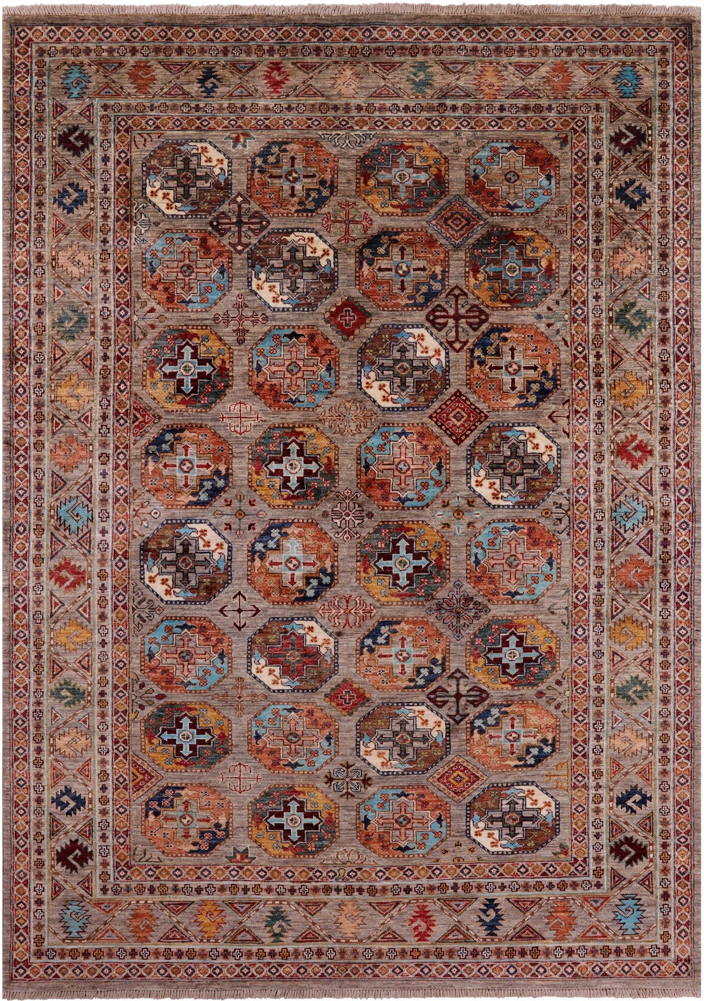 Turkmen Ersari Hand Knotted Wool Rug - 5' 8" X 8' 0" - Golden Nile