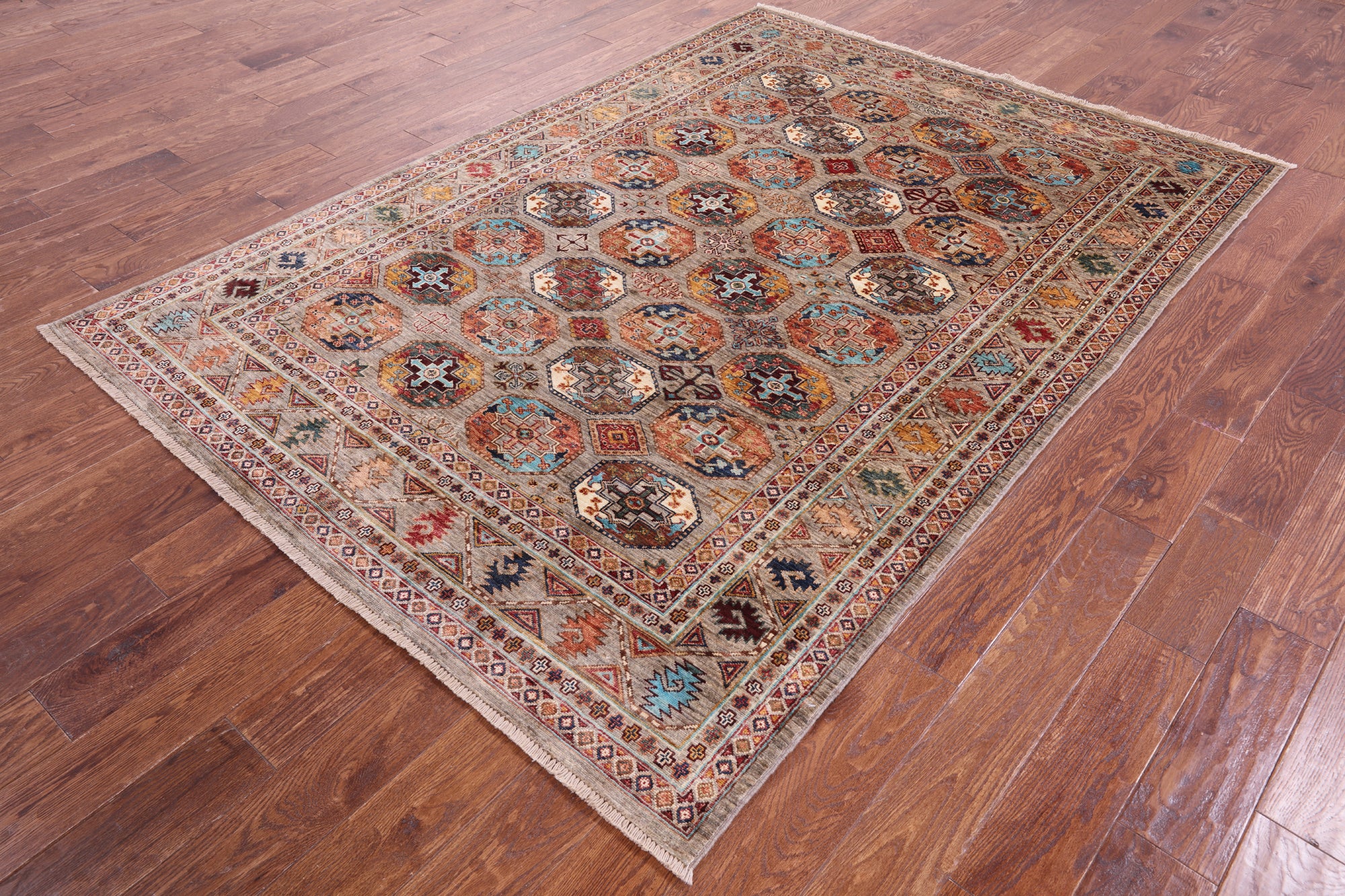 Turkmen Ersari Hand Knotted Wool Rug - 5' 8" X 8' 0" - Golden Nile