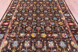 Brown Persian Tabriz Hand Knotted Wool Rug - 6' 11" X 10' 0" - Golden Nile