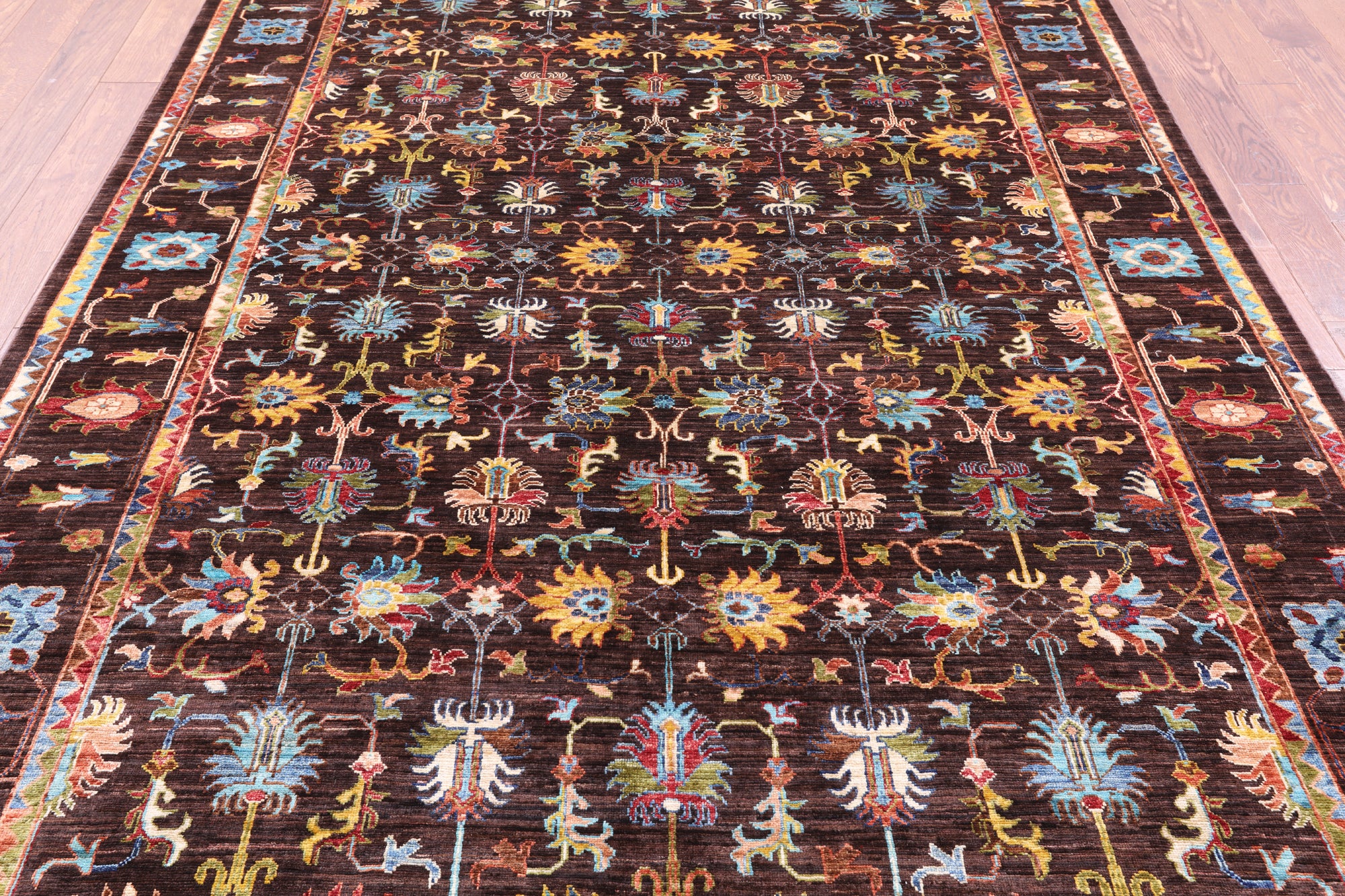 Brown Persian Tabriz Hand Knotted Wool Rug - 6' 11" X 10' 0" - Golden Nile