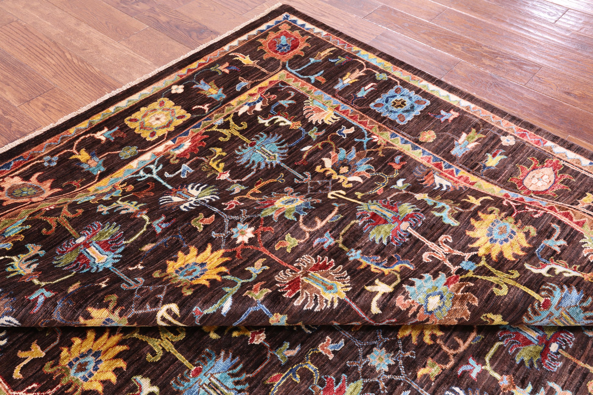Brown Persian Tabriz Hand Knotted Wool Rug - 6' 11" X 10' 0" - Golden Nile