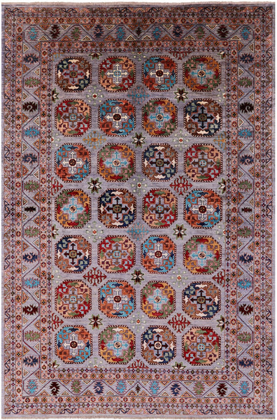 Turkmen Ersari Hand Knotted Wool Rug - 6' 9" X 10' 6" - Golden Nile