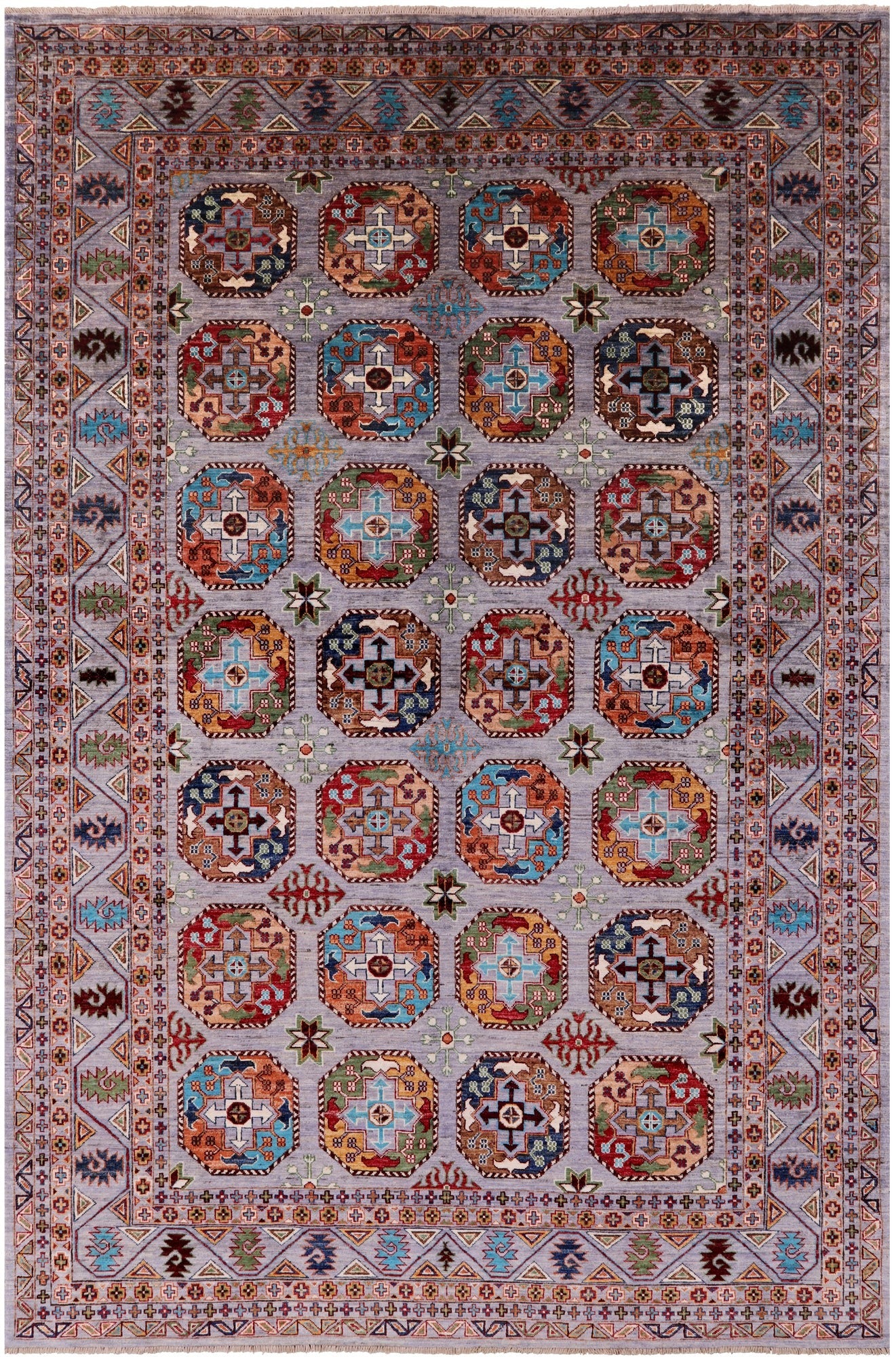 Turkmen Ersari Hand Knotted Wool Rug - 6' 9" X 10' 6" - Golden Nile