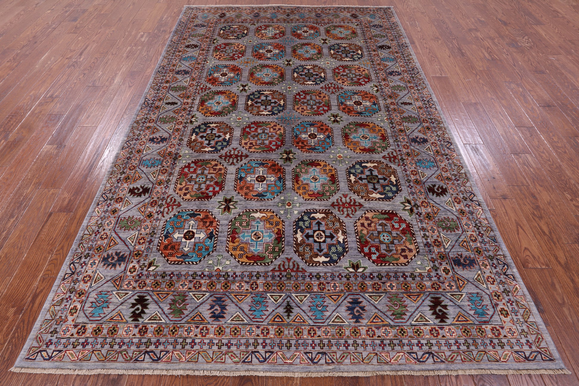 Turkmen Ersari Hand Knotted Wool Rug - 6' 9" X 10' 6" - Golden Nile