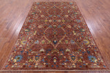 Brown Peshawar Hand Knotted Wool Rug - 6' 9" X 10' 1" - Golden Nile
