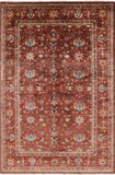 Brown Peshawar Hand Knotted Wool Rug - 6' 9" X 10' 0" - Golden Nile