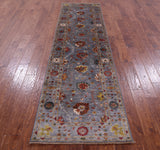 Grey Peshawar Hand Knotted Wool Runner Rug - 2' 8" X 9' 8" - Golden Nile