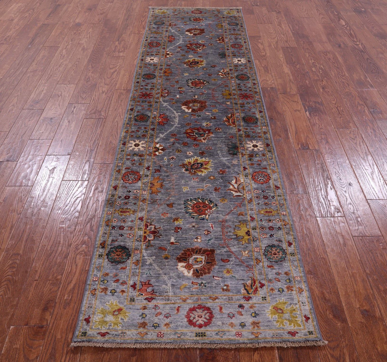 Grey Peshawar Hand Knotted Wool Runner Rug - 2' 8" X 9' 8" - Golden Nile