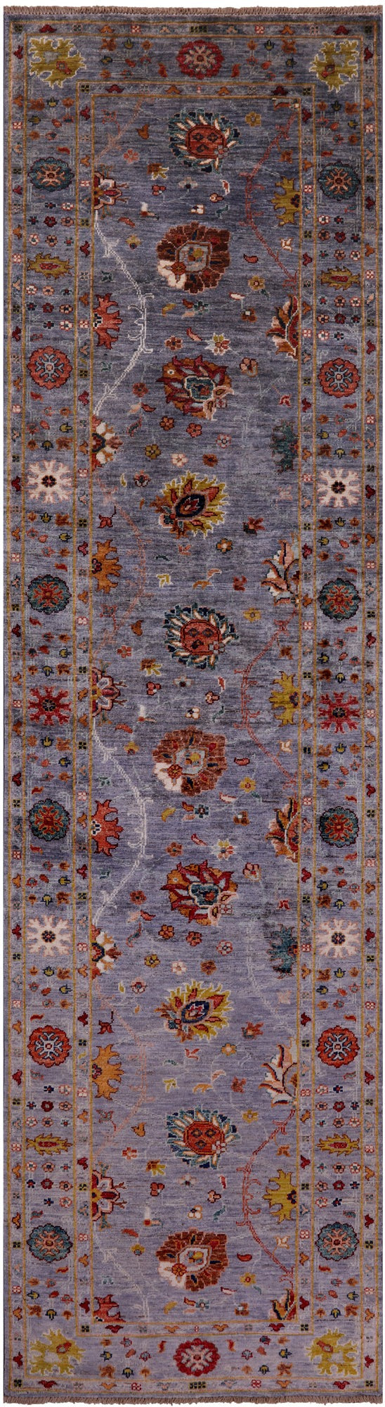 Grey Peshawar Hand Knotted Wool Runner Rug - 2' 8" X 9' 8" - Golden Nile