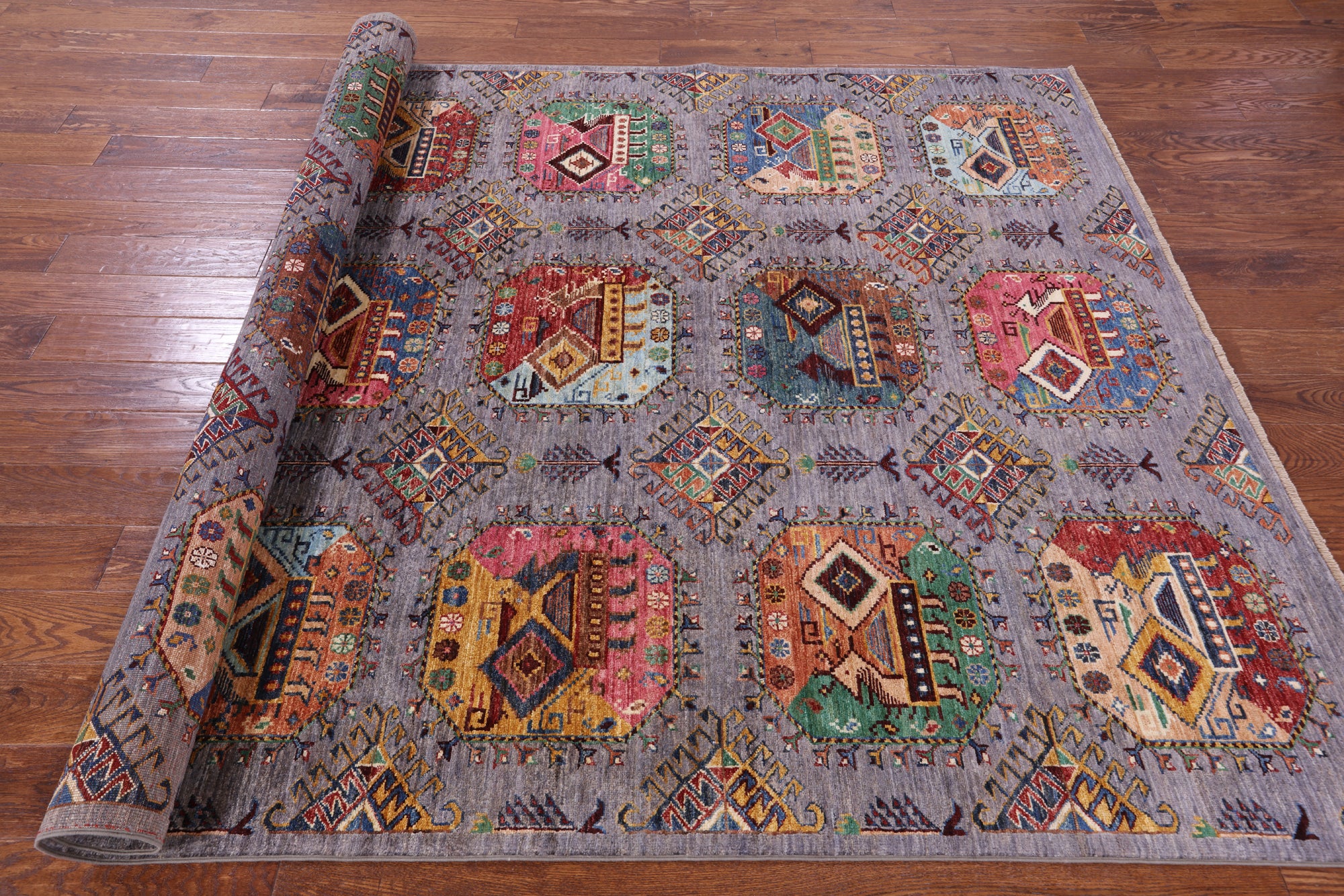 Turkmen Ersari Handmade Wool Rug - 6' 8" X 10' 0" - Golden Nile