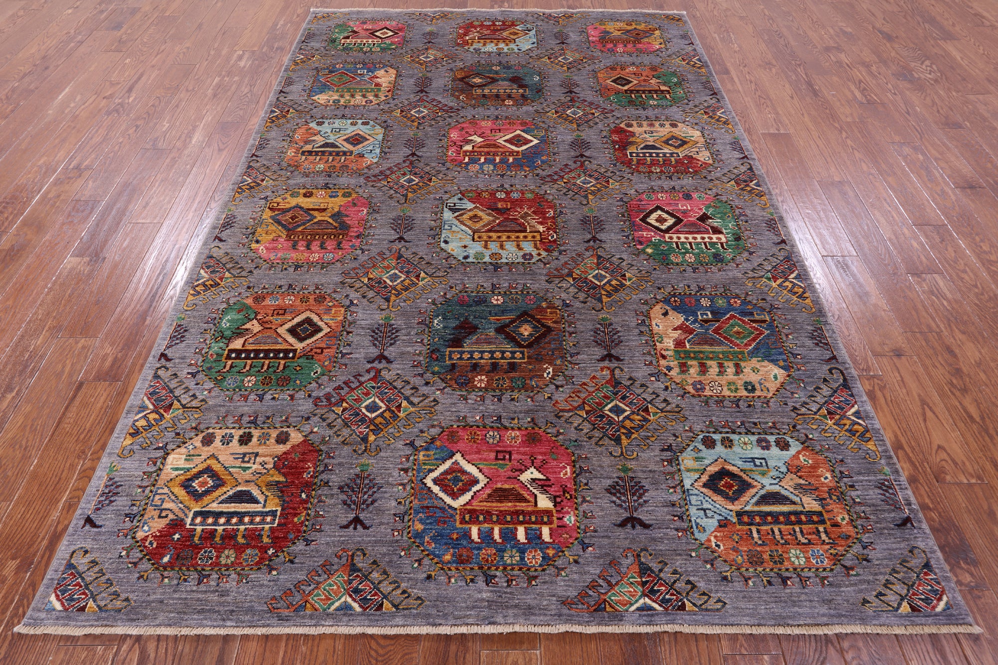 Turkmen Ersari Handmade Wool Rug - 6' 8" X 10' 0" - Golden Nile