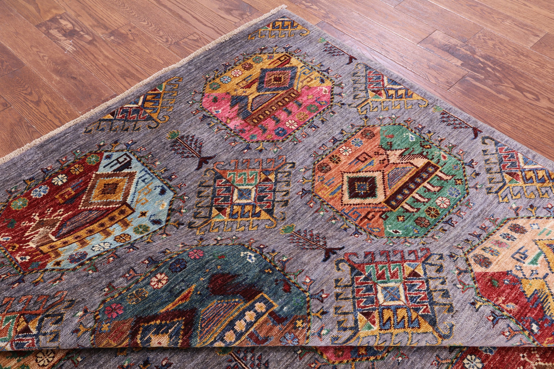 Turkmen Ersari Handmade Wool Rug - 6' 8" X 10' 0" - Golden Nile