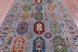 Grey Turkmen Ersari Hand Knotted Wool Rug - 6' 5" X 10' 1" - Golden Nile