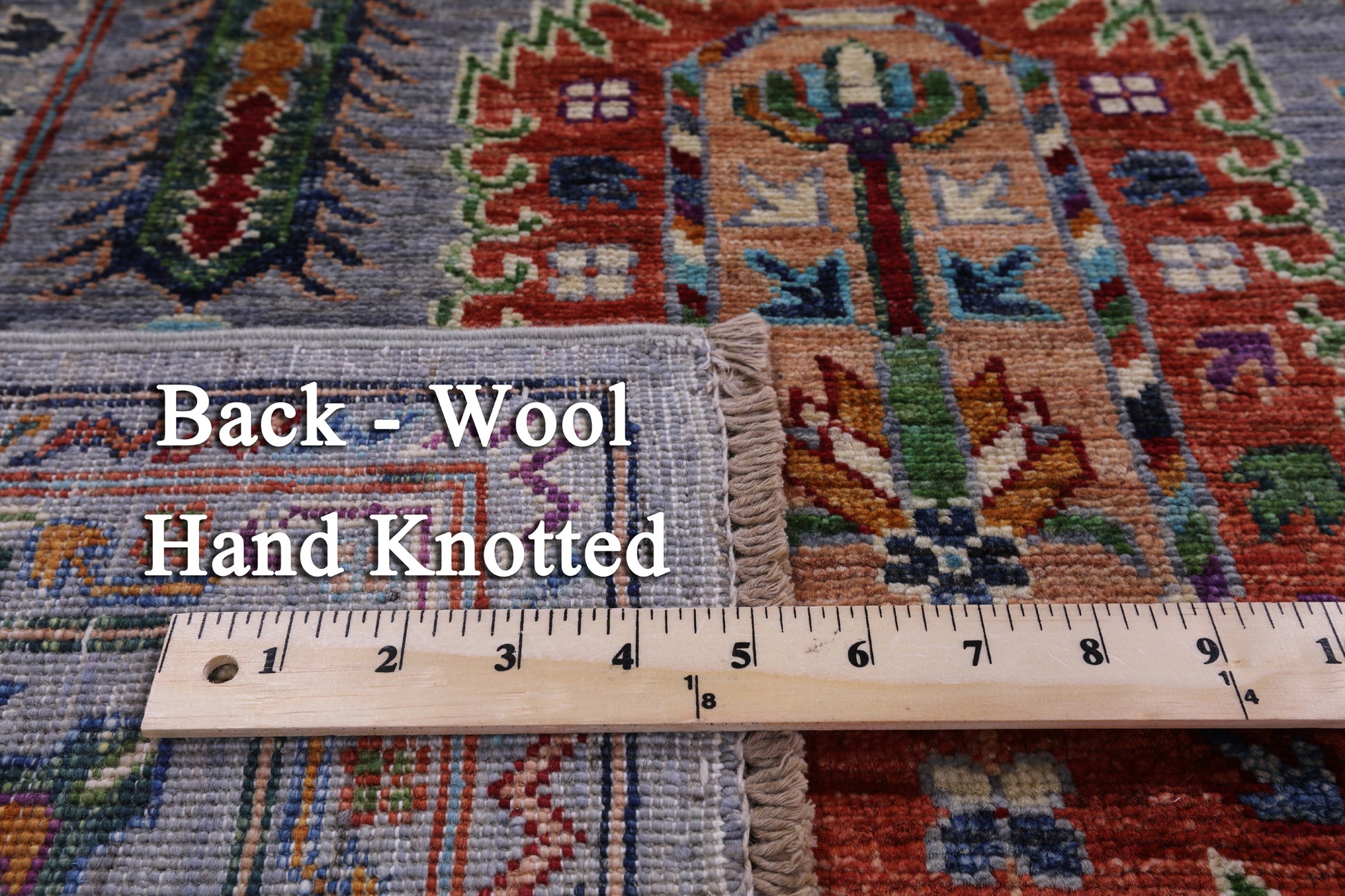Grey Turkmen Ersari Hand Knotted Wool Rug - 6' 5" X 10' 1" - Golden Nile