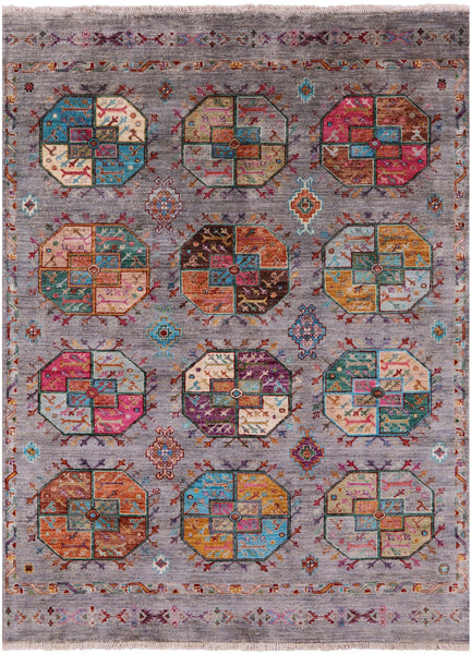 Turkmen Ersari Hand Knotted Wool Rug - 5' 1" X 6' 10" - Golden Nile