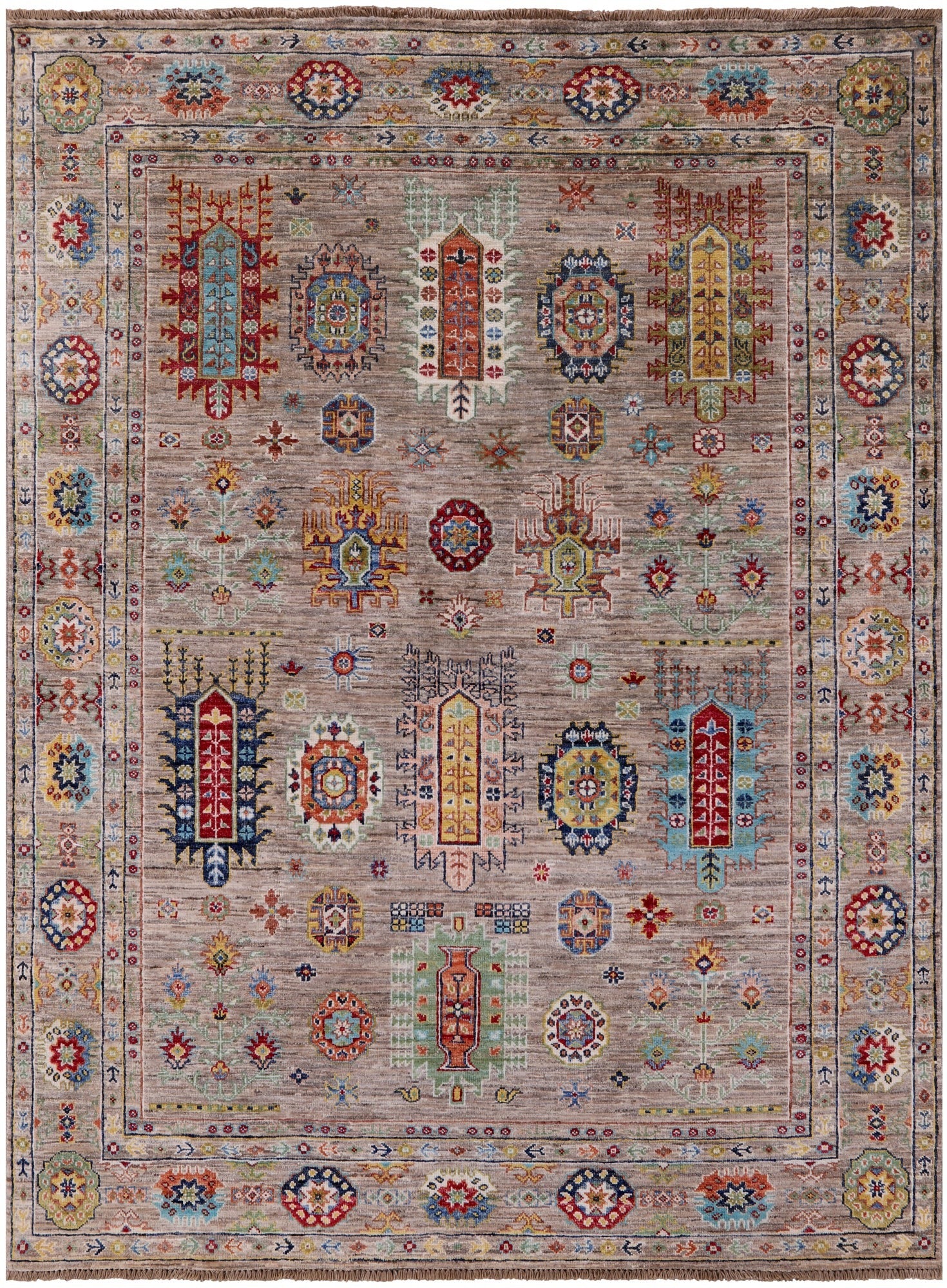 Turkmen Ersari Handmade Wool Rug - 4' 9" X 6' 4" - Golden Nile