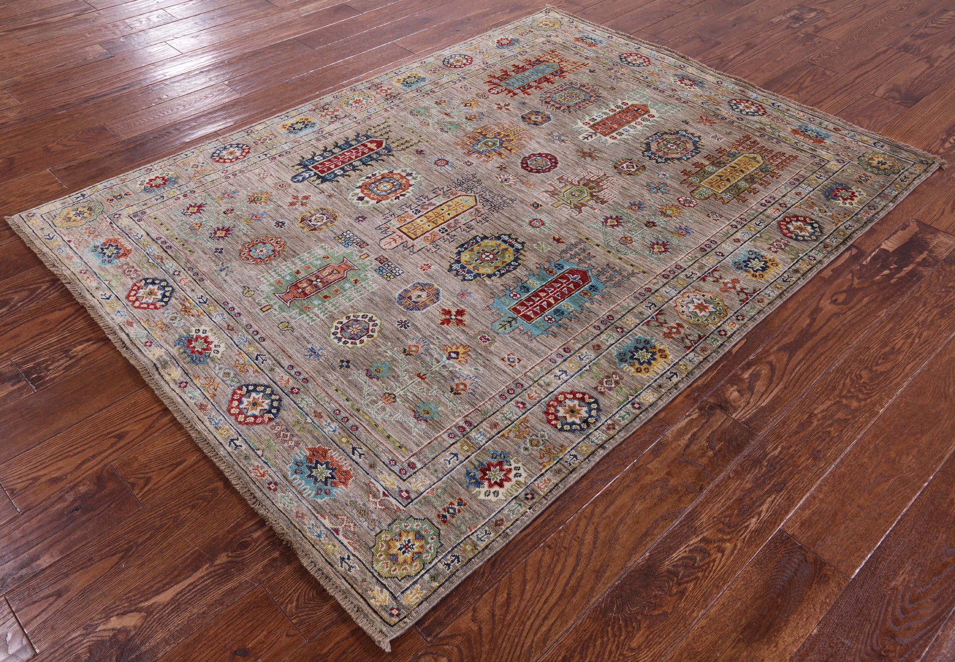 Turkmen Ersari Handmade Wool Rug - 4' 9" X 6' 4" - Golden Nile