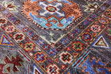 Grey Turkmen Ersari Hand Knotted Wool Rug - 5' 2" X 6' 7" - Golden Nile