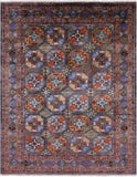 Grey Turkmen Ersari Hand Knotted Wool Rug - 5' 2" X 6' 7" - Golden Nile