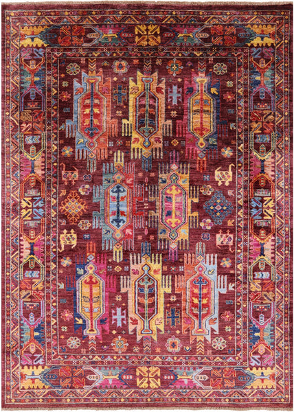 Persian Fine Serapi Hand Knotted Wool Rug - 5' 0" X 6' 10" - Golden Nile