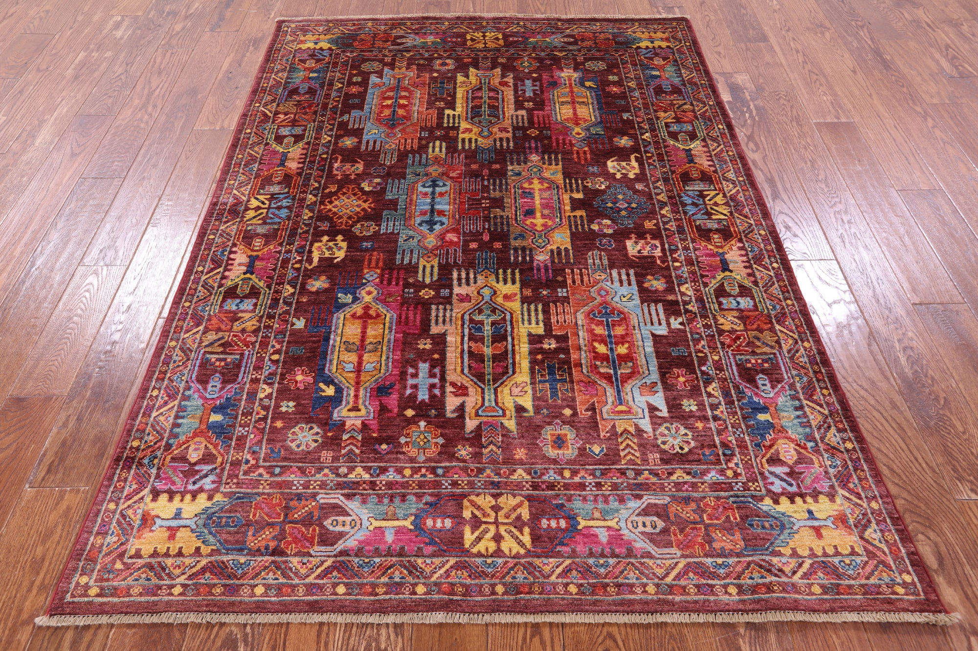 Persian Fine Serapi Hand Knotted Wool Rug - 5' 0" X 6' 10" - Golden Nile