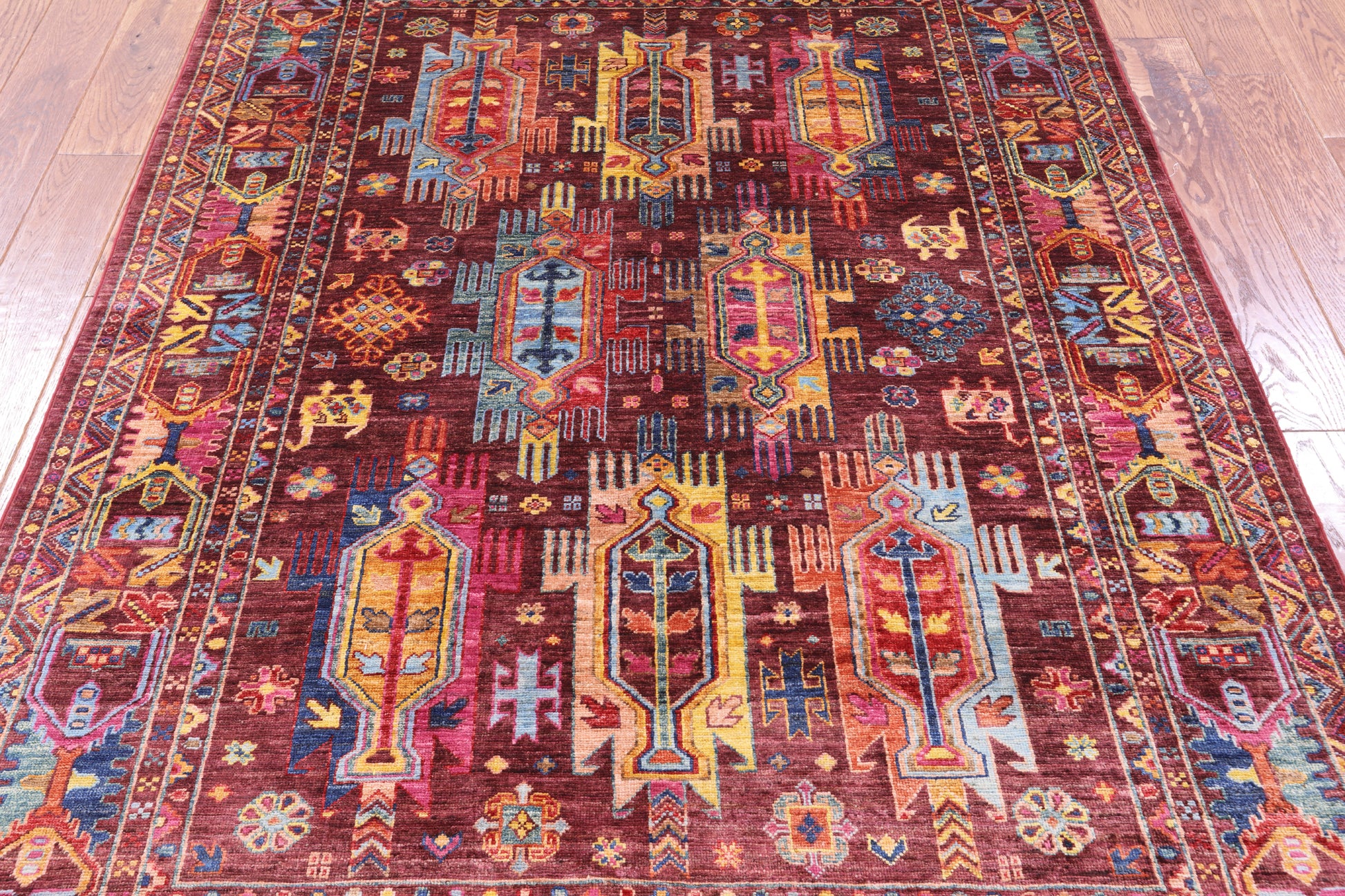 Persian Fine Serapi Hand Knotted Wool Rug - 5' 0" X 6' 10" - Golden Nile