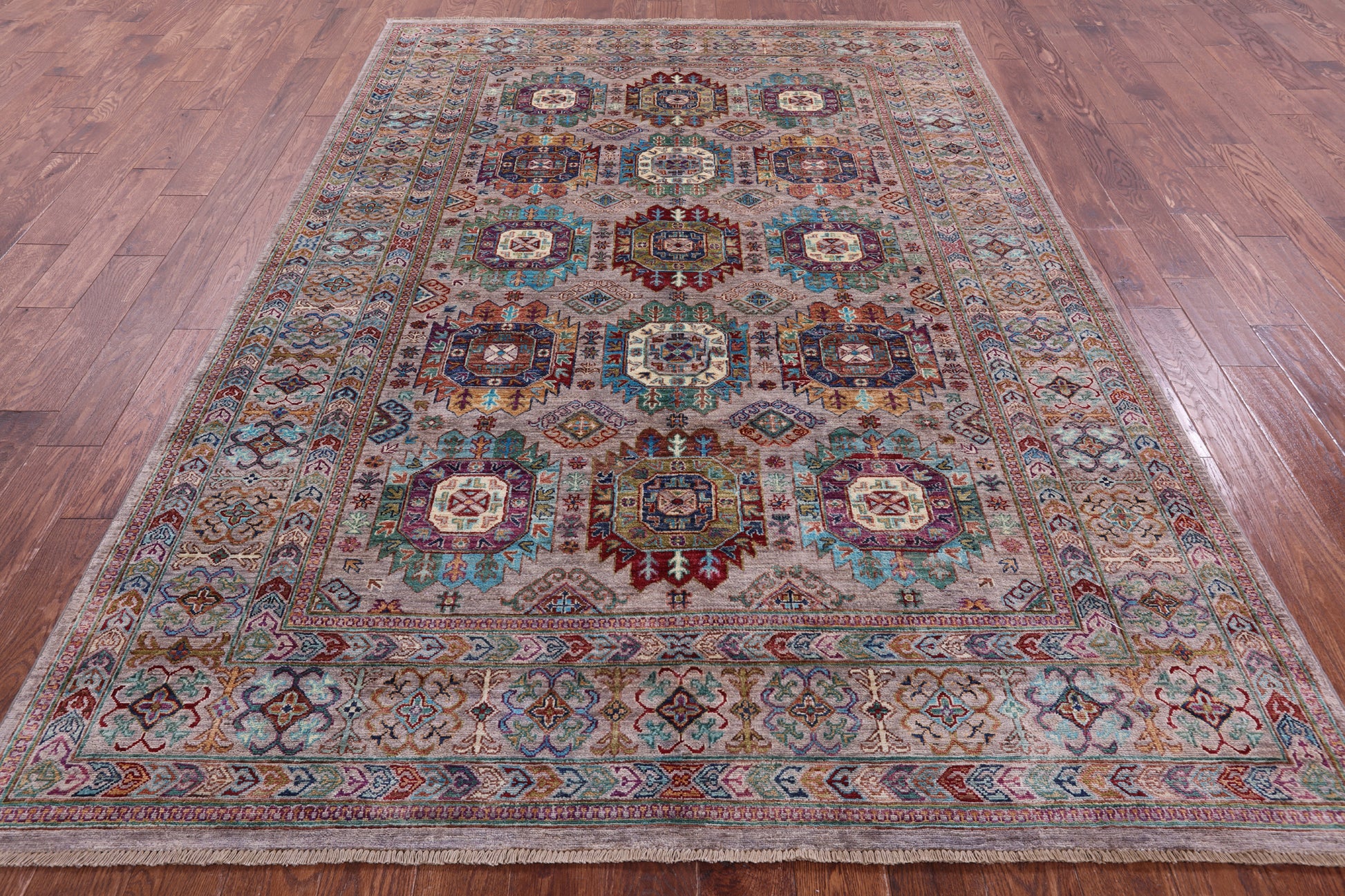 Turkmen Ersari Hand Knotted Wool Rug - 6' 8" X 9' 7" - Golden Nile