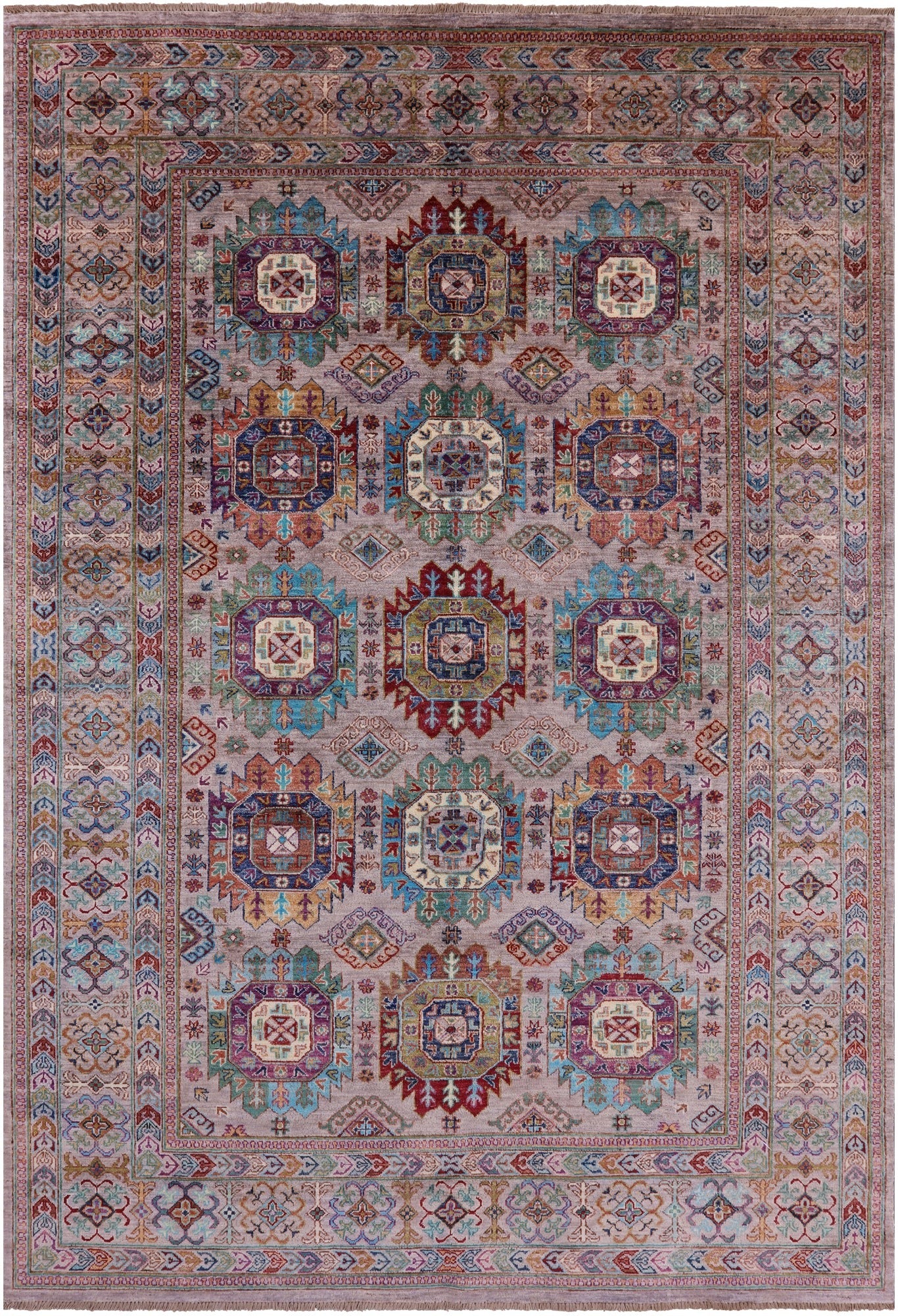 Turkmen Ersari Hand Knotted Wool Rug - 6' 8" X 9' 7" - Golden Nile