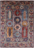 Grey Turkmen Ersari Hand Knotted Wool Rug - 5' 1" X 6' 11" - Golden Nile