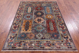 Grey Turkmen Ersari Hand Knotted Wool Rug - 5' 1" X 6' 11" - Golden Nile