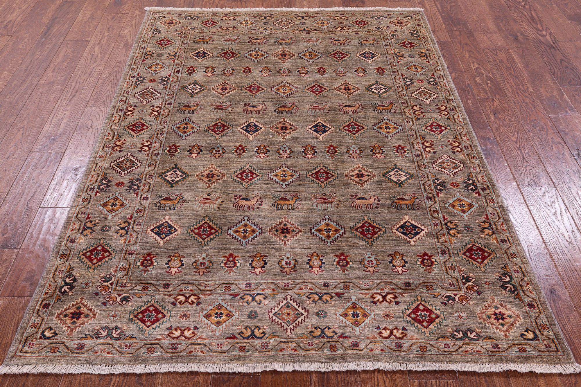 Tribal Persian Gabbeh Hand Knotted Wool Rug - 4' 10" X 6' 6" - Golden Nile