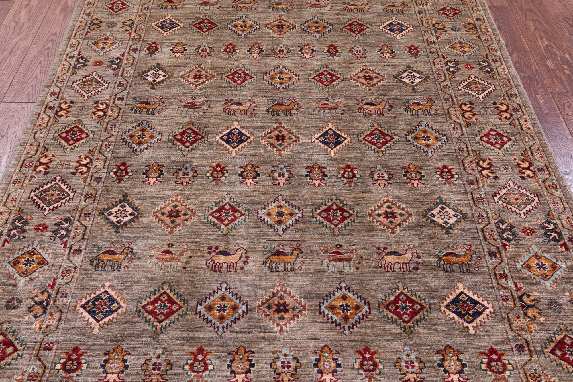 Tribal Persian Gabbeh Hand Knotted Wool Rug - 4' 10" X 6' 6" - Golden Nile