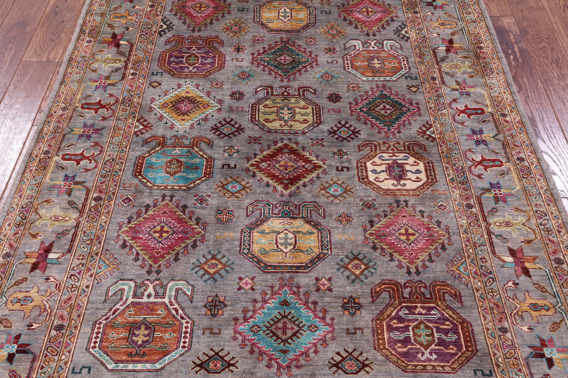 Turkmen Ersari Hand Knotted Wool Rug - 5' 0" X 6' 10" - Golden Nile