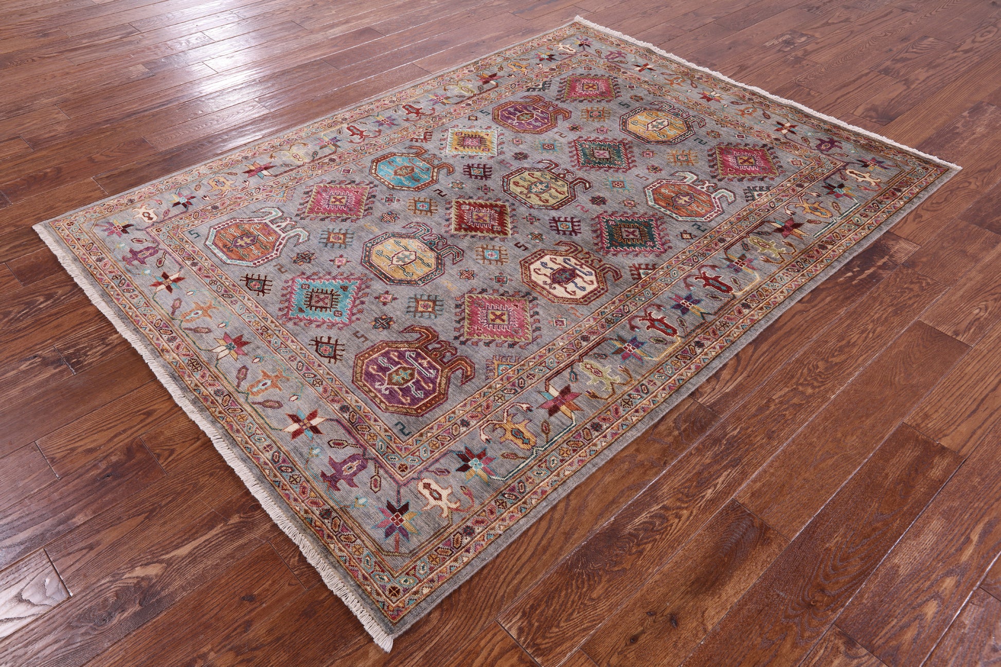 Turkmen Ersari Hand Knotted Wool Rug - 5' 0" X 6' 10" - Golden Nile