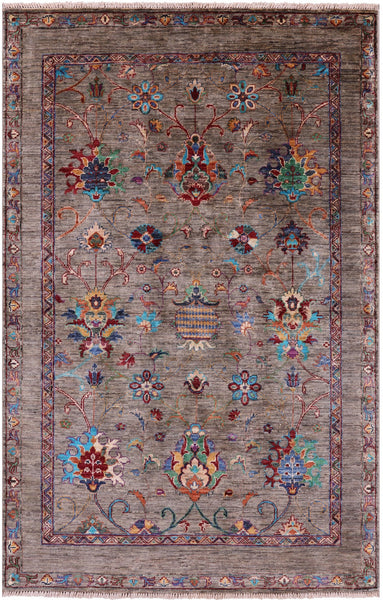 Peshawar Hand Knotted Wool Rug - 4' 0" X 6' 4" - Golden Nile